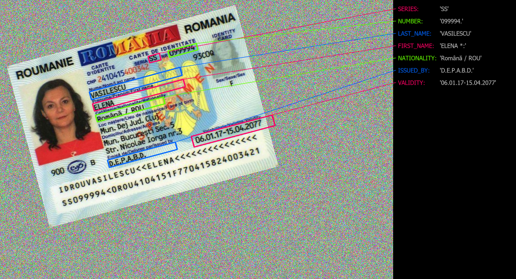 Using the **Template Parser** to recognize text from specific fields of a **Romanian ID Card**